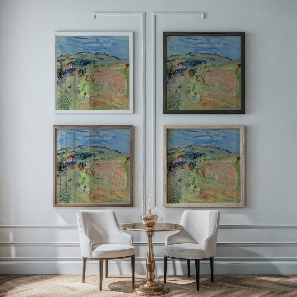 Paysage au champ de ble aux boeufs circa 1935 Raoul Dufy framed posters mockup