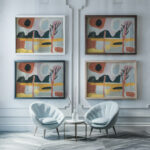 Pejzaz stylizowany z drzewem 1934 Sasza Blonder framed posters mockup