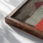 Pejzaz surrealistyczny z plotem 1934 Sasza Blonder close up dark wood mockup