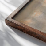 Pejzaz wiejski 1940 Kazimierz Wojtanowicz close up dark wood mockup