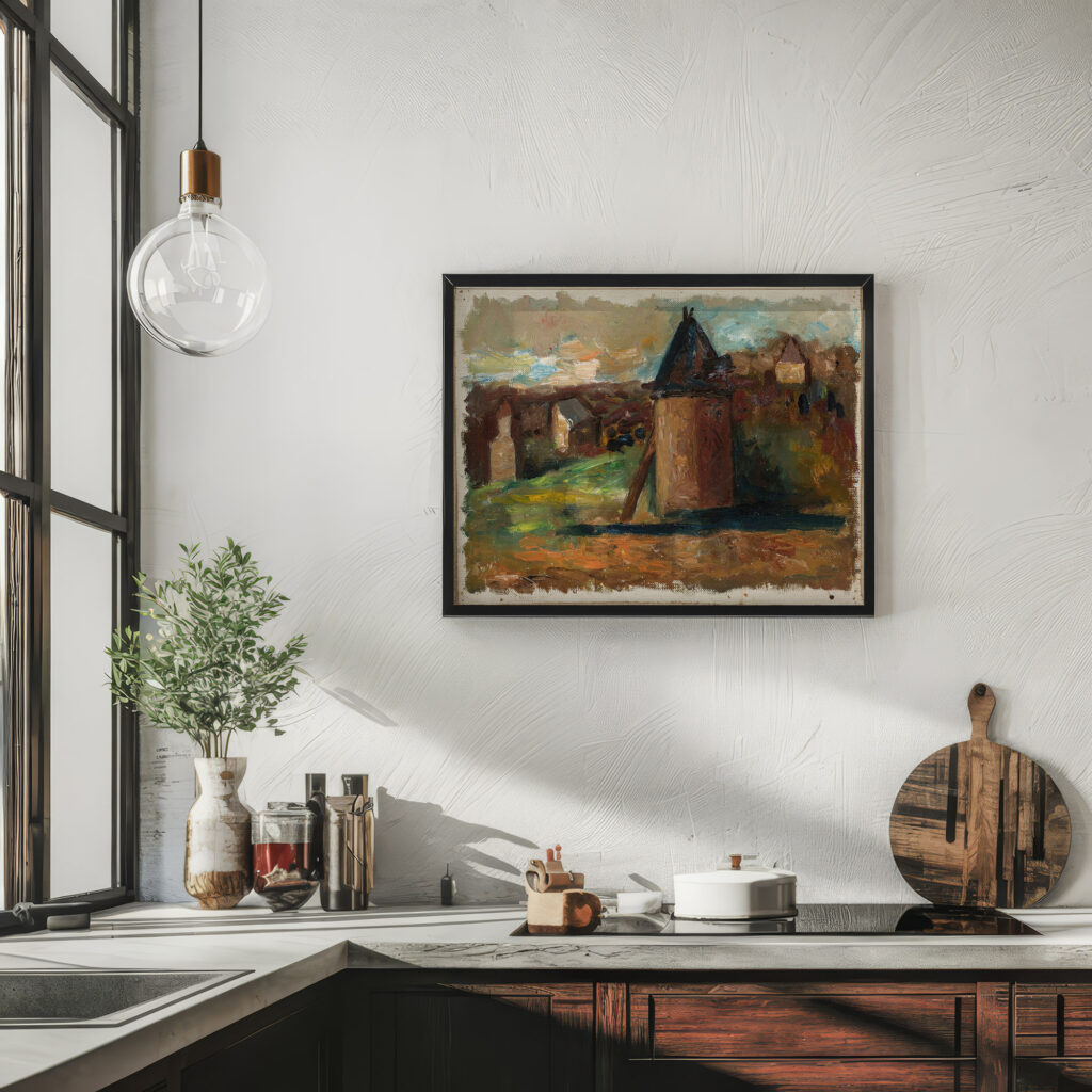 Pejzaz z zabudowaniami miejskimi 1931 Tadeusz Makowski 6 mockup