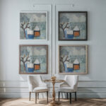 Pejzaz zimowy z domami 1934 Sasza Blonder framed posters mockup