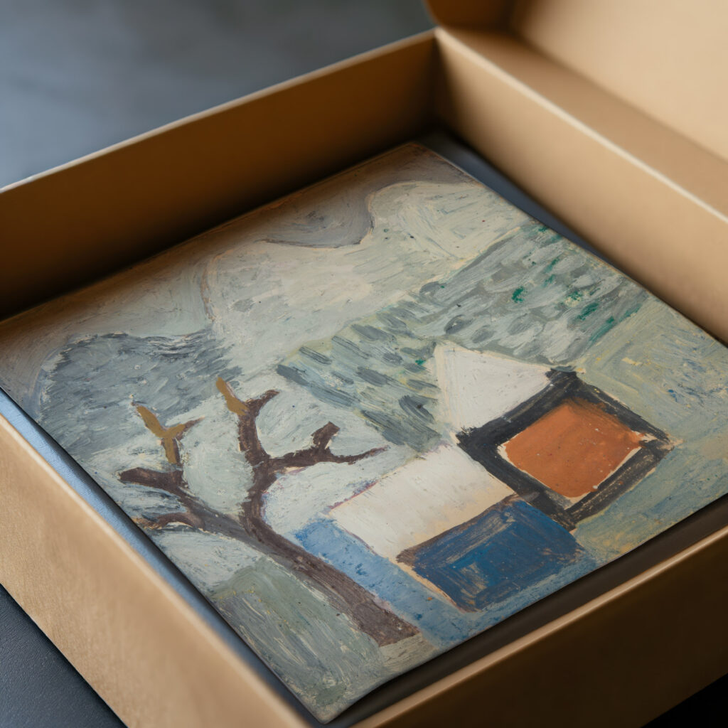 Pejzaz zimowy z domami 1934 Sasza Blonder video mockup