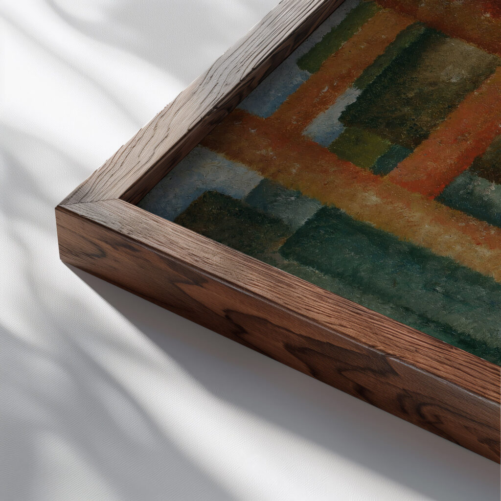 Pelas Janelas Desdobramento – Interseccao 1914 Amadeo de Souza Cardoso close up dark wood mockup