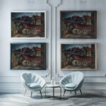 Periferia mesta 1928 Konstantin Bauer framed posters mockup