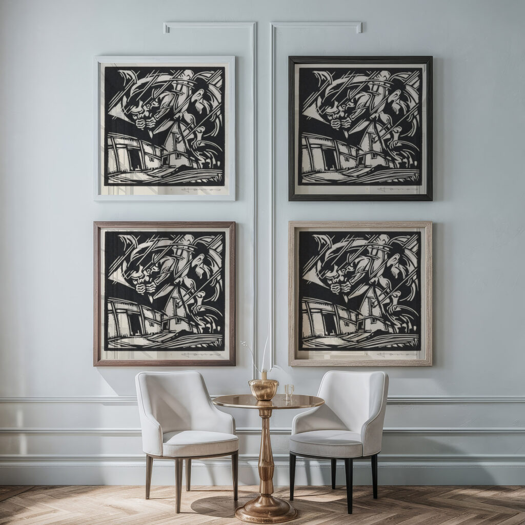 Personificatie van de wind bij een gebouw 1921 Henri Jonas framed posters mockup