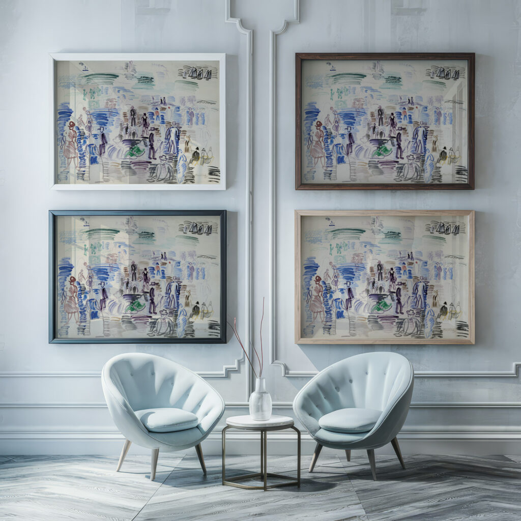 Personnages sur la plage 1924 Raoul Dufy framed posters mockup