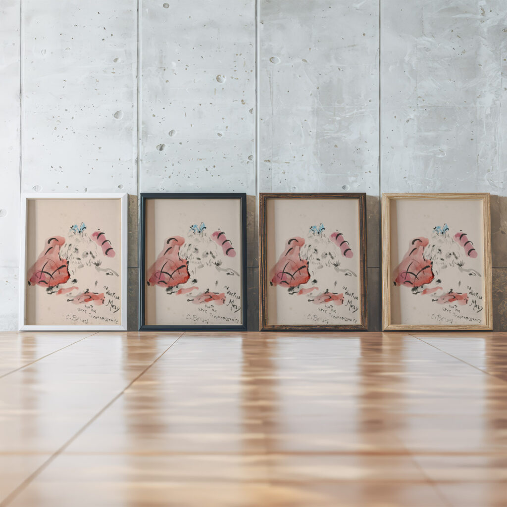 Petit chien Christian Berard framed posters mockup