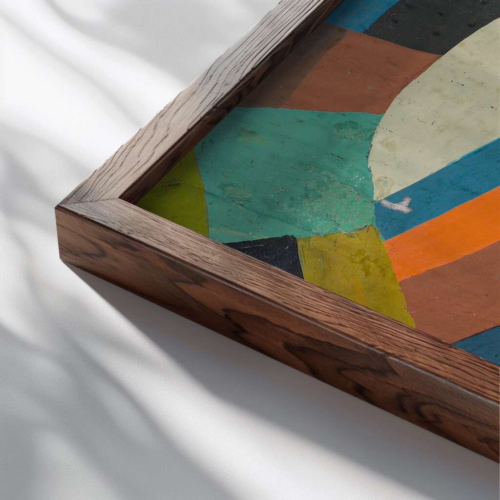 Petite Composition Circa 1937 Otto Freundlich close up dark wood mockup