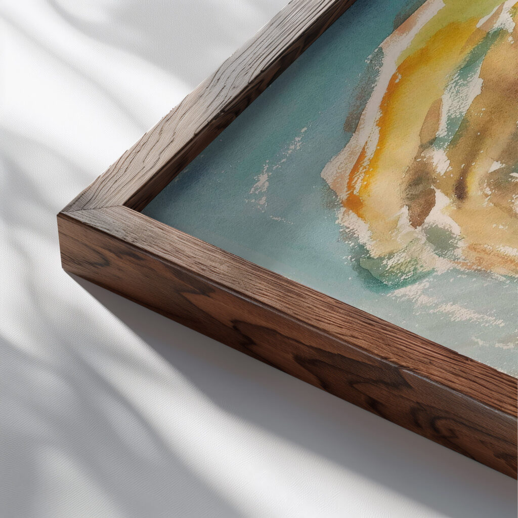 Pfeifenrauchender Bauer 1919 Emil von Gerliczy close up dark wood mockup