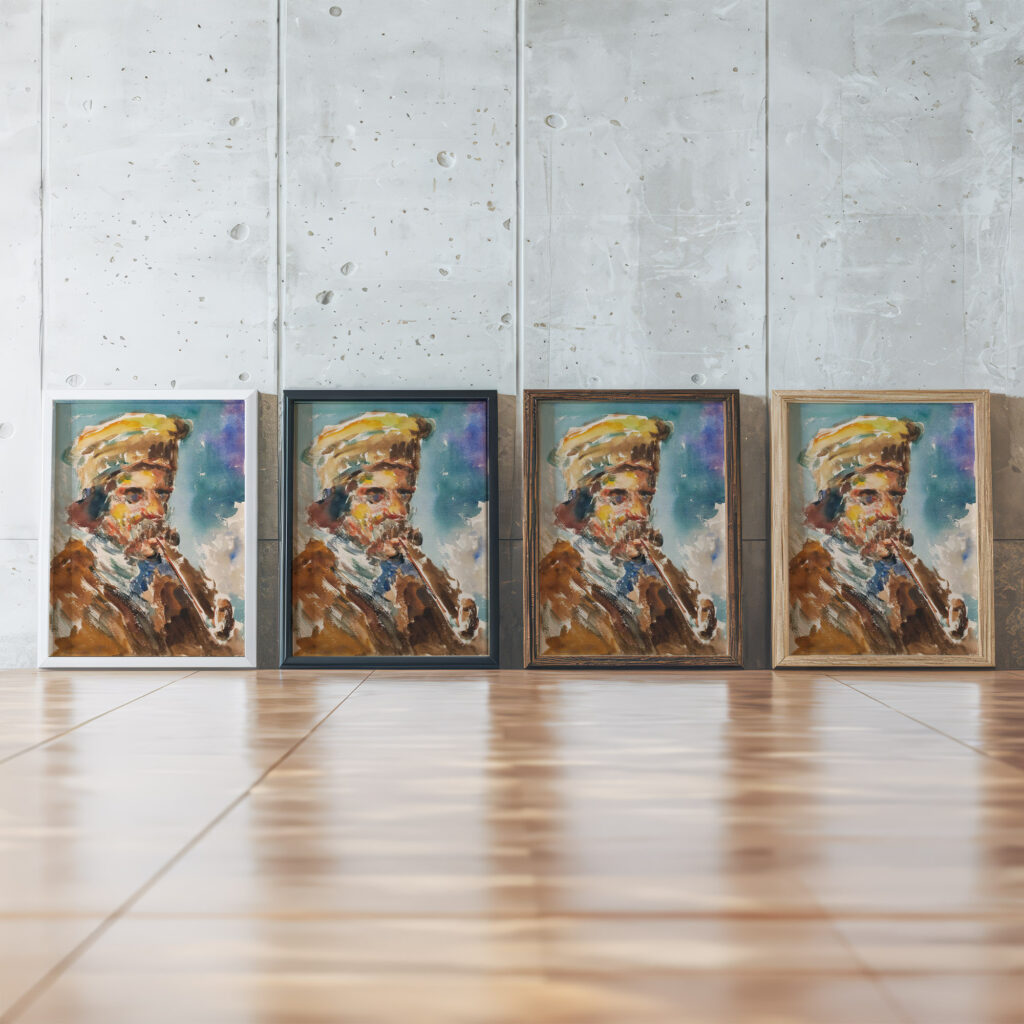 Pfeifenrauchender Bauer 1919 Emil von Gerliczy framed posters mockup