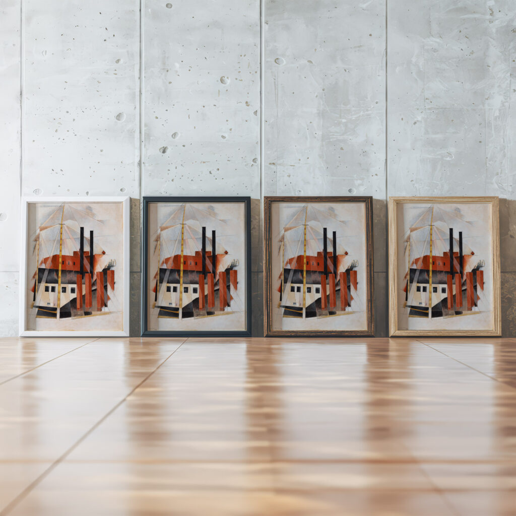 Piano Movers Holiday 1919 Charles Demuth framed posters mockup