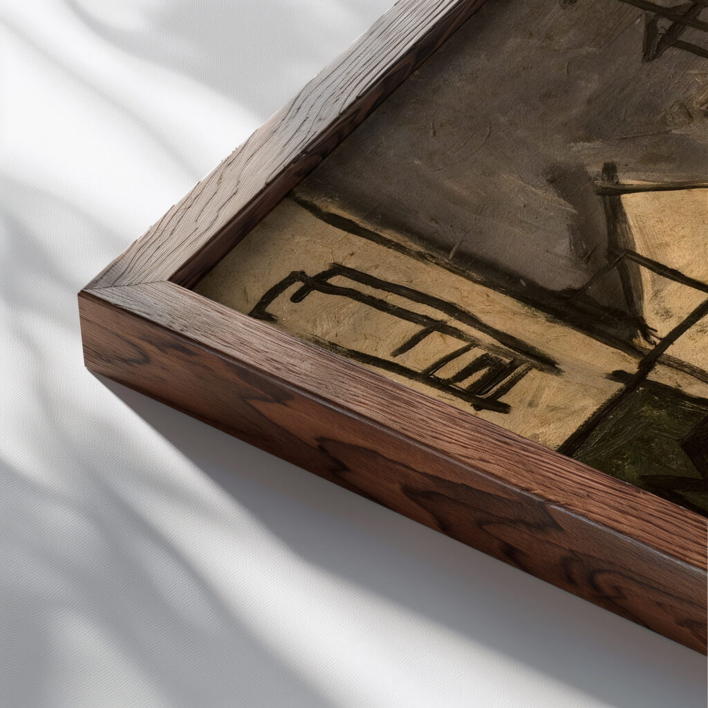 Pintura constructiva 1928 Joaquin Torres Garcia close up dark wood mockup