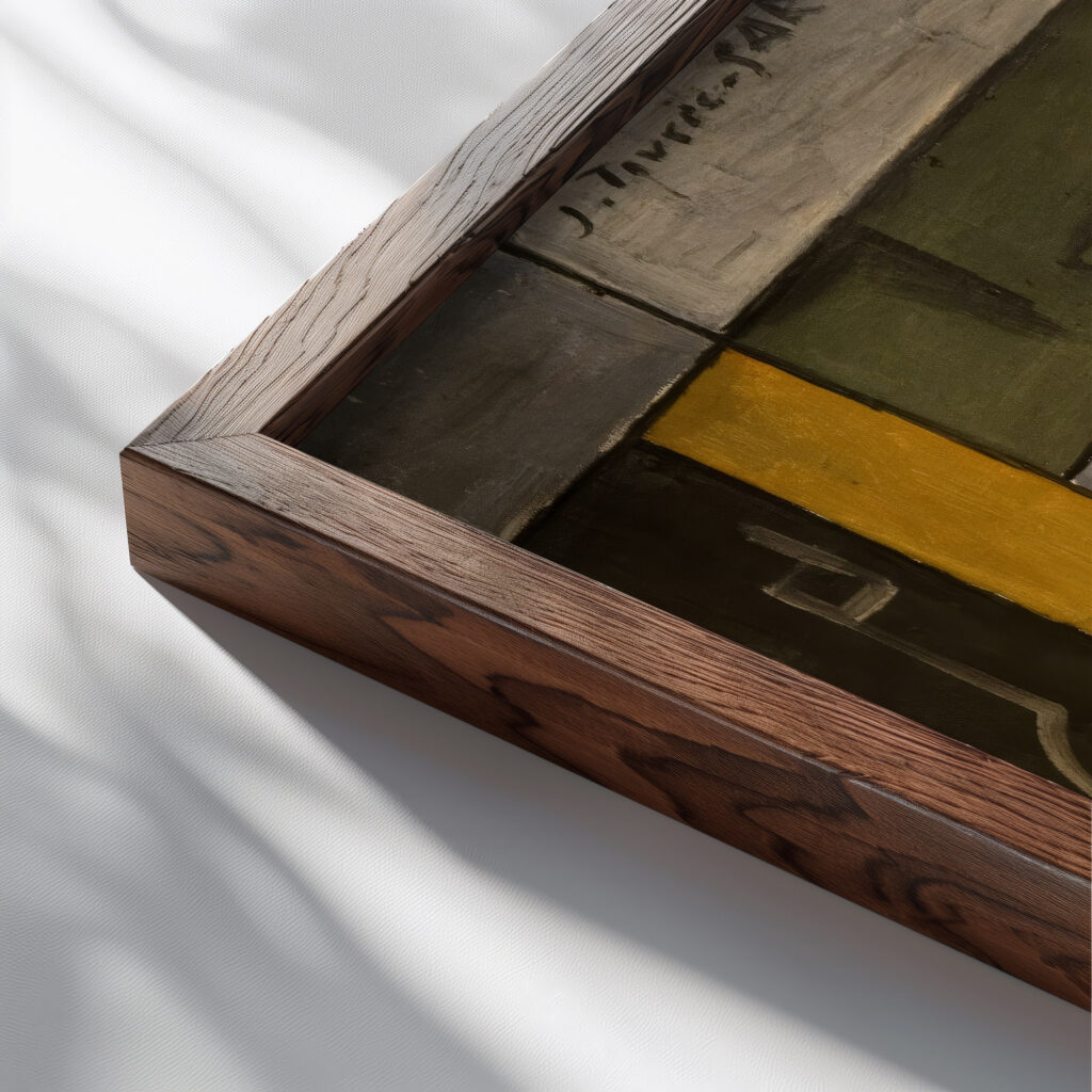 Pintura constructiva 1929 Joaquin Torres Garcia close up dark wood mockup