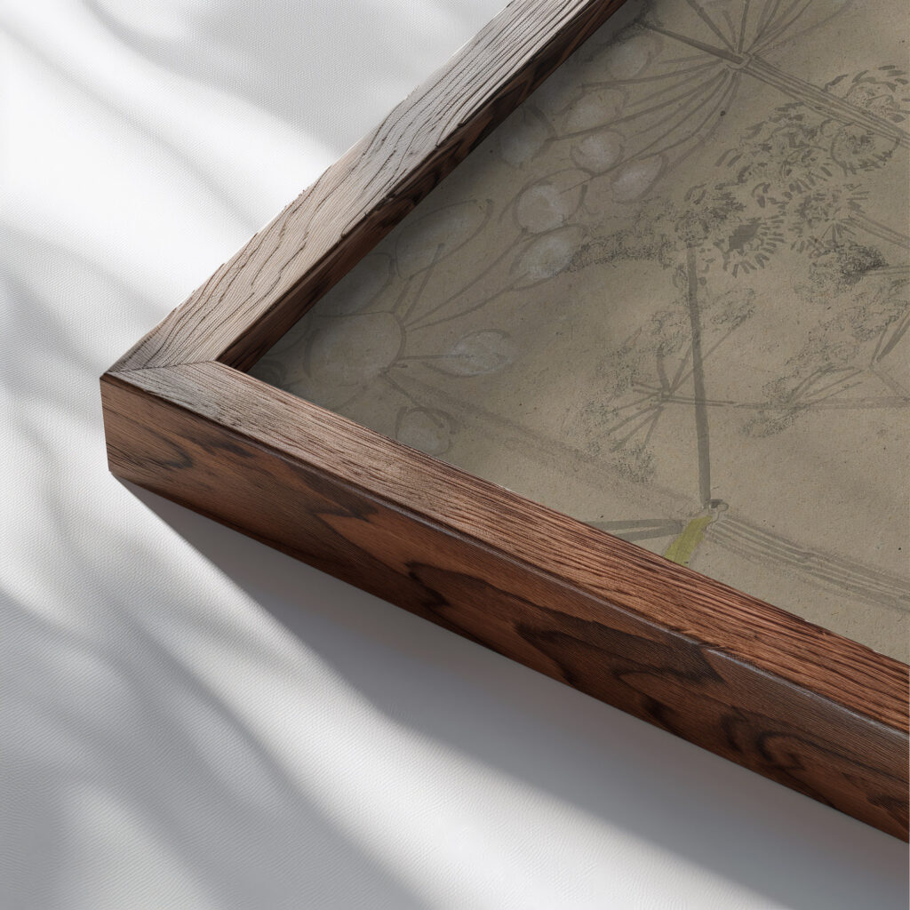 Plantenstudie 1874 Carel Adolph Lion Cachet 1 close up dark wood mockup