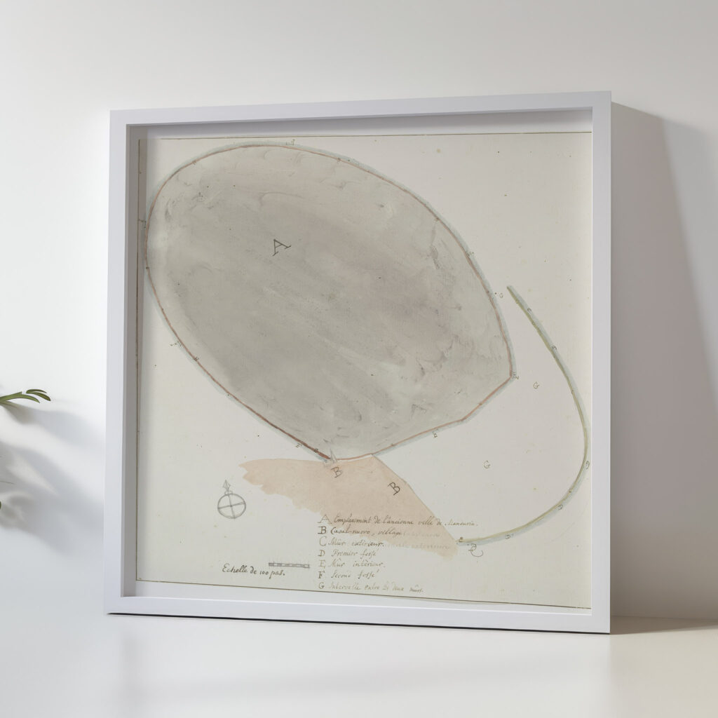 Plattegrond met afmetingen van oude stad Manduria 1778 Willem Carel Dierkens 5 mockup