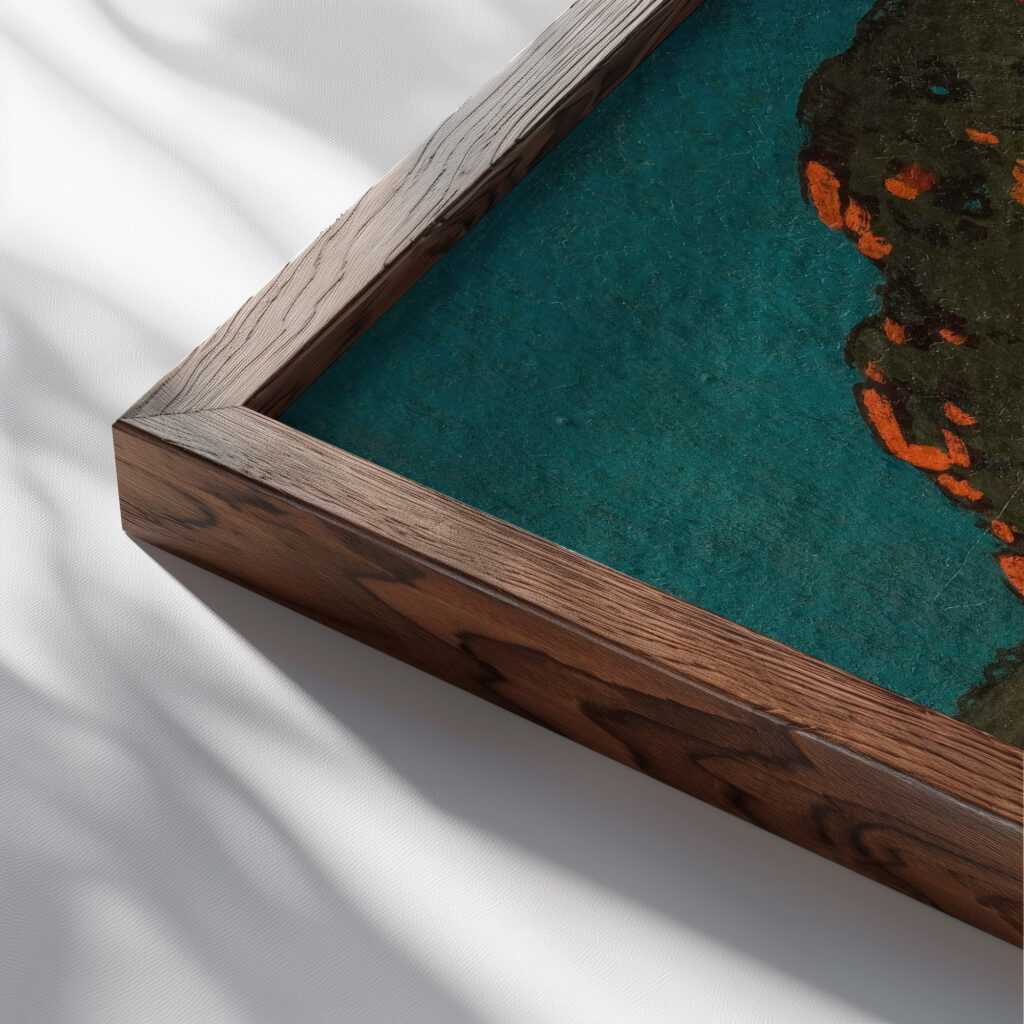 Pohutukawa c 1905 Edward Fristrom close up dark wood mockup
