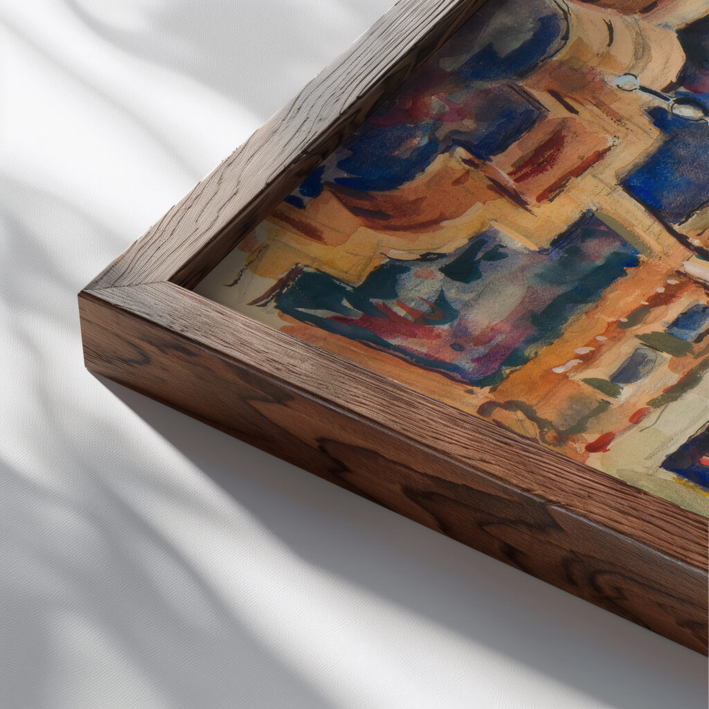 Pokoj Karmazynowy w Palacu w Podhorcach 1940 Ivan Ivanec 1 close up dark wood mockup