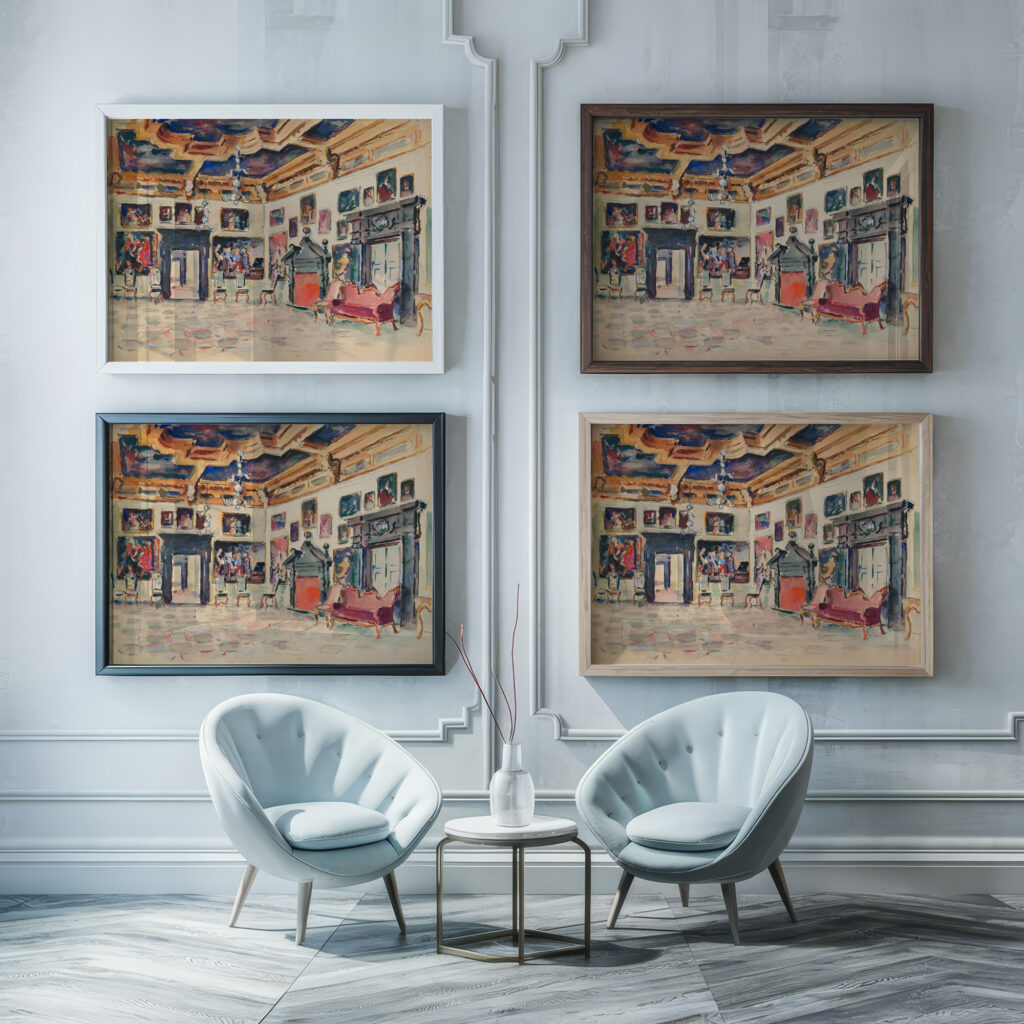 Pokoj Karmazynowy w Palacu w Podhorcach 1940 Ivan Ivanec 1 framed posters mockup
