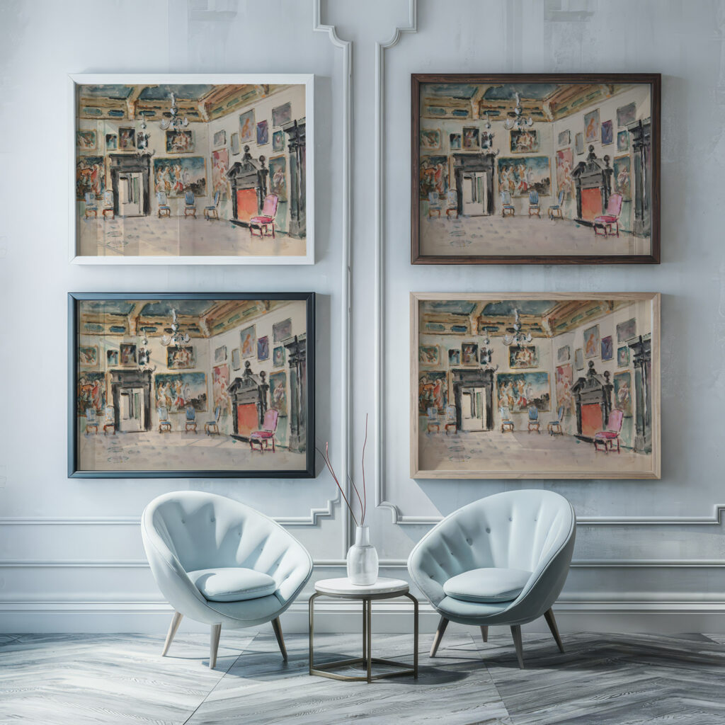 Pokoj Karmazynowy w Palacu w Podhorcach 1940 Ivan Ivanec framed posters mockup