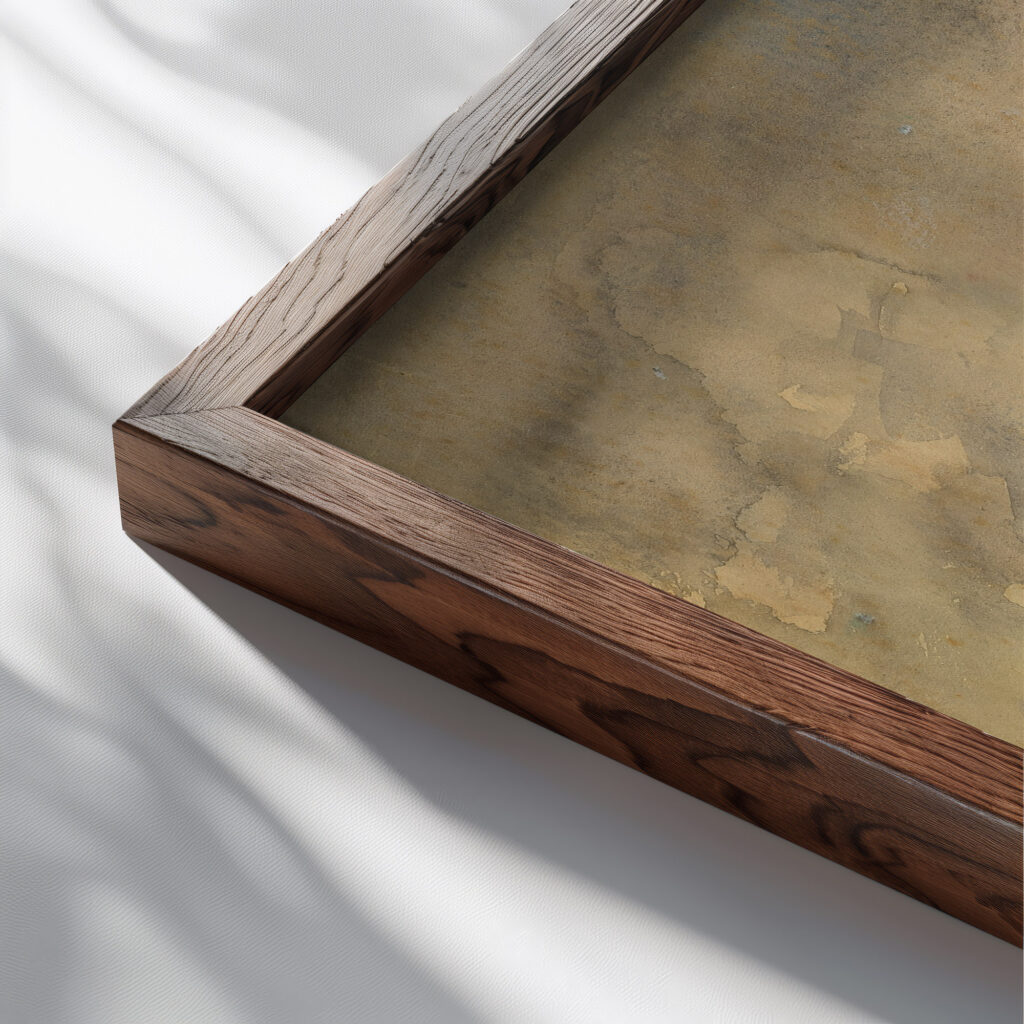 Polling Joseph Frank Currier close up dark wood mockup