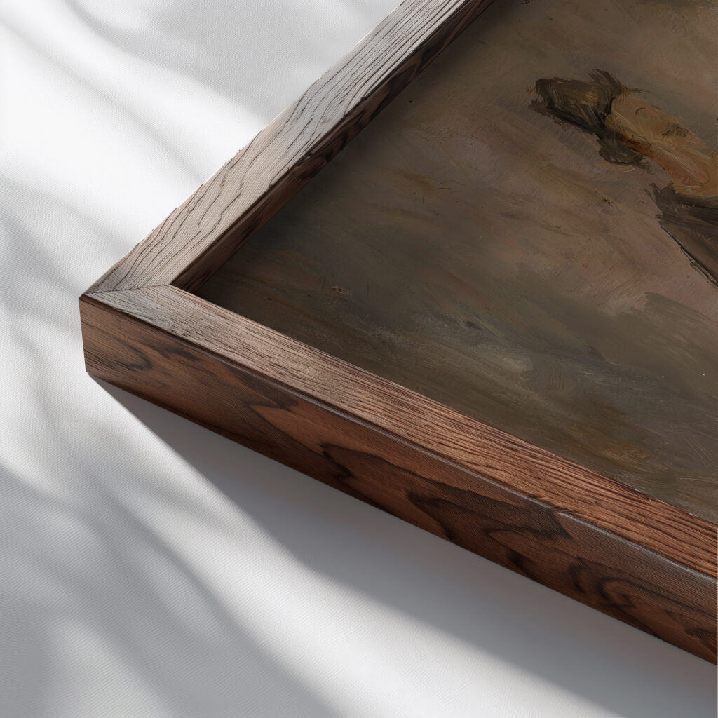 Pork heating 1920 Tadeusz Makowski close up dark wood mockup