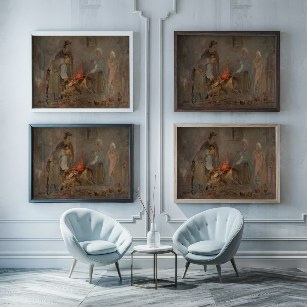 Pork heating 1920 Tadeusz Makowski framed posters mockup