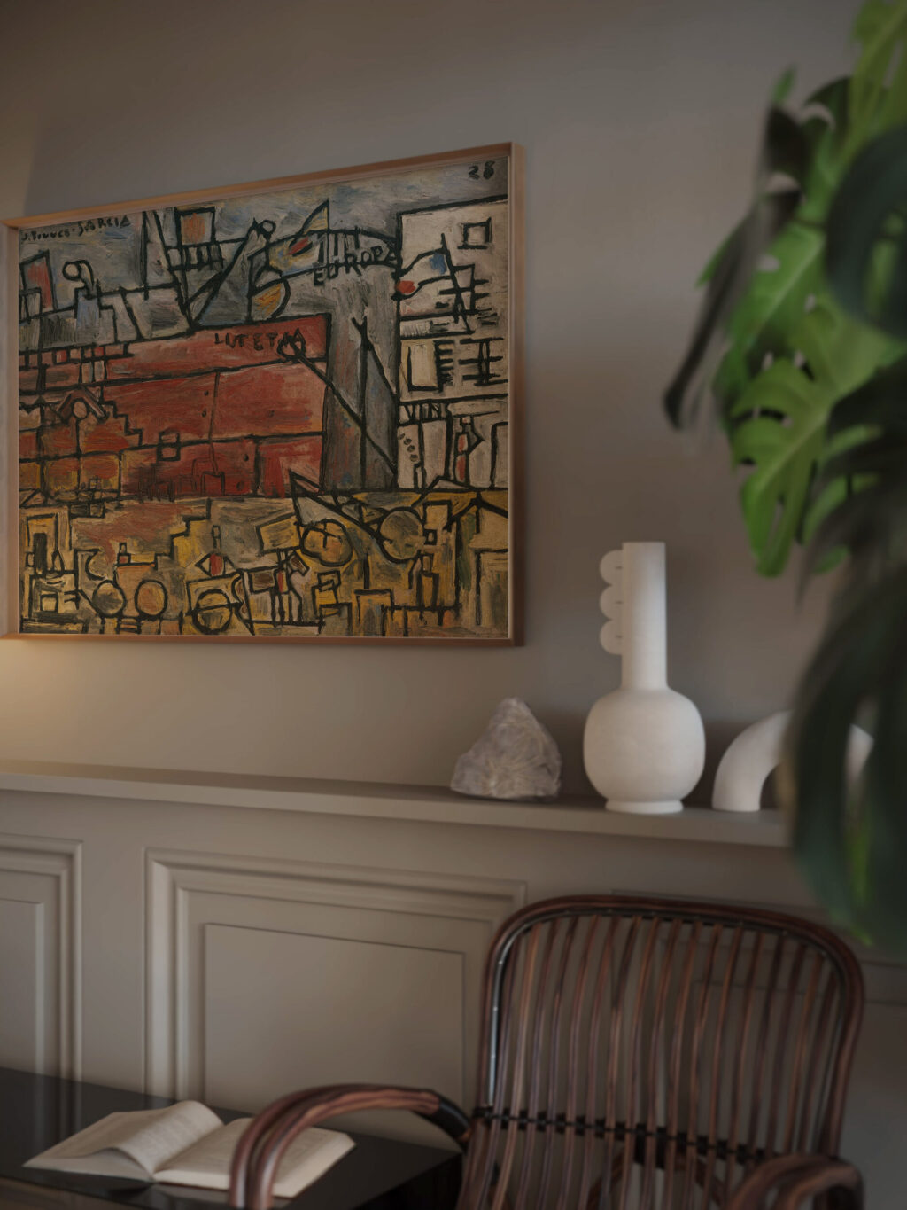 Port gris au bateau rose 1928 Joaquin Torres Garcia video mockup