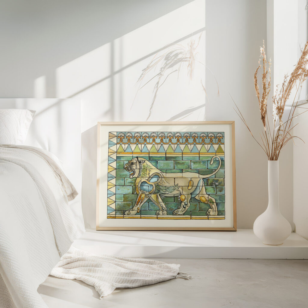 Portion of the Lions Frieze ffrom the Ancient Persian Palace at Susa 1912 James Ward 4 mockup