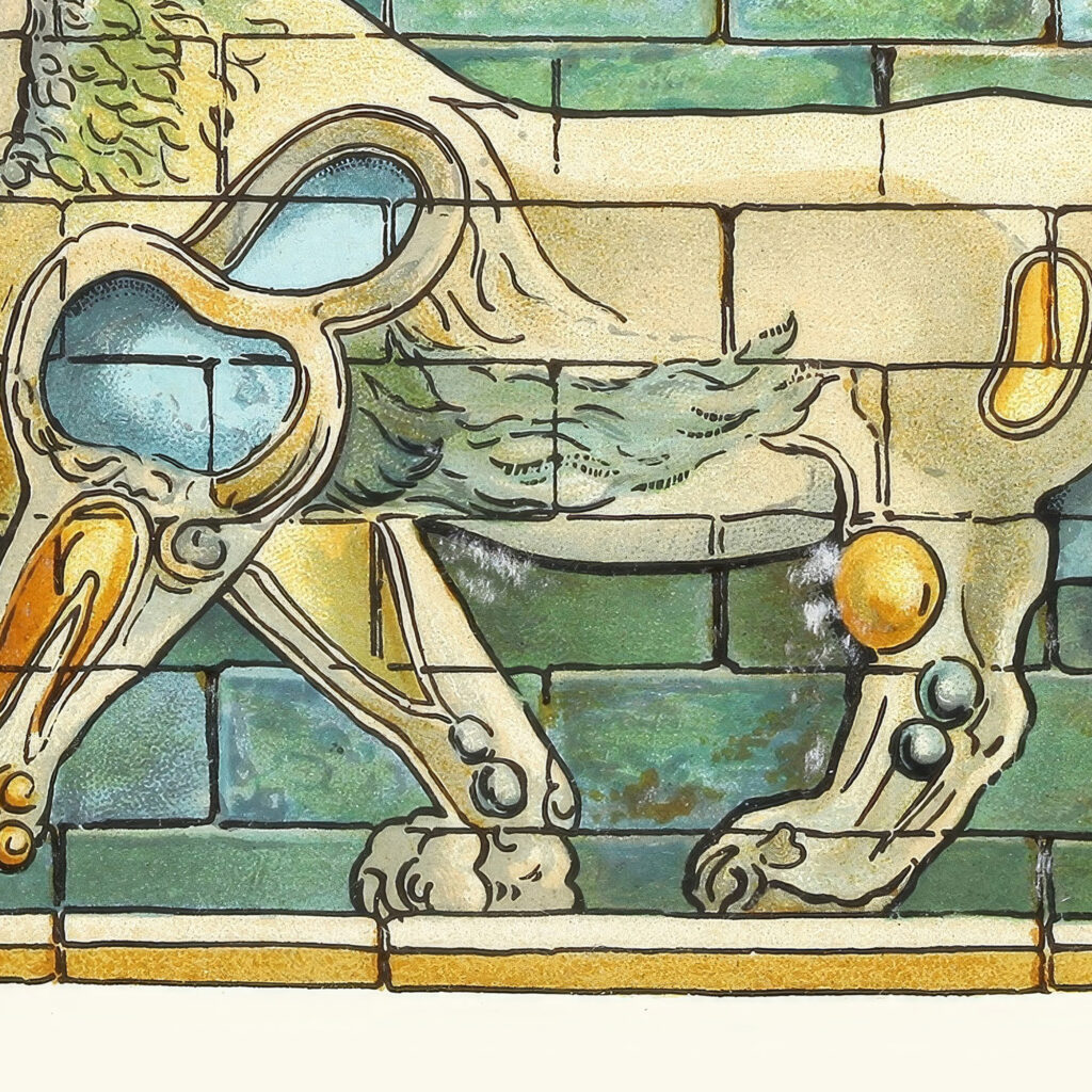 Portion of the Lions Frieze ffrom the Ancient Persian Palace at Susa 1912 James Ward 8 mockup