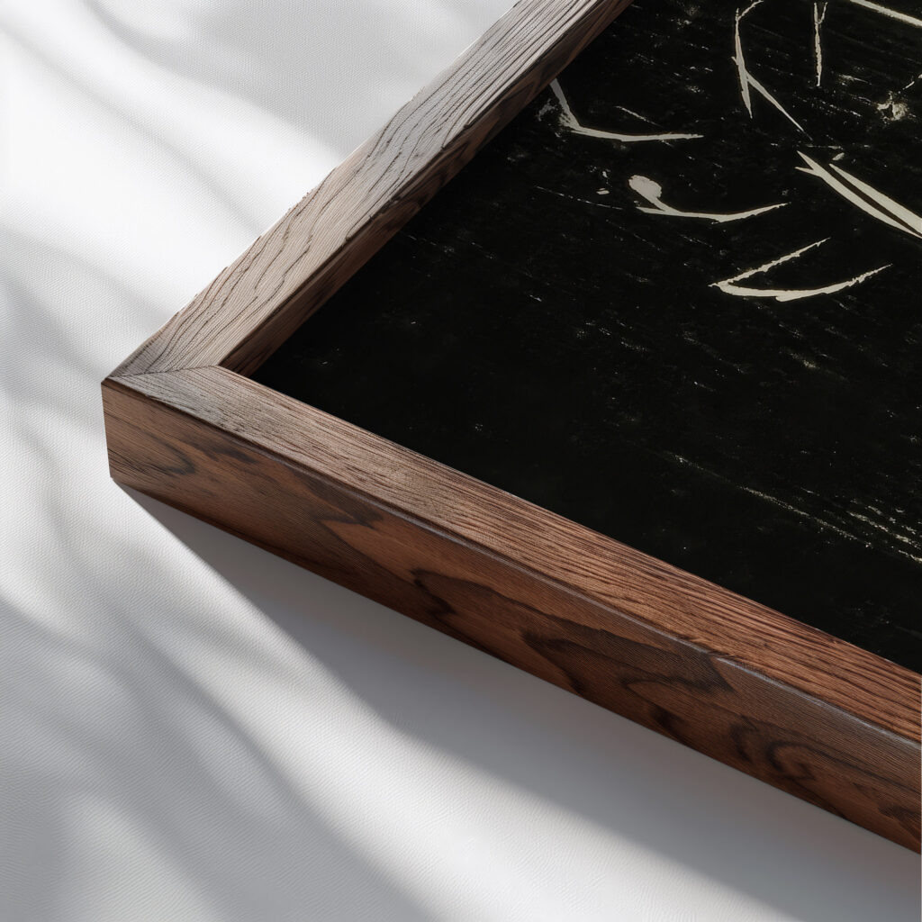 Portrait Edmund Schaeffer 1926 Albert Muller close up dark wood mockup