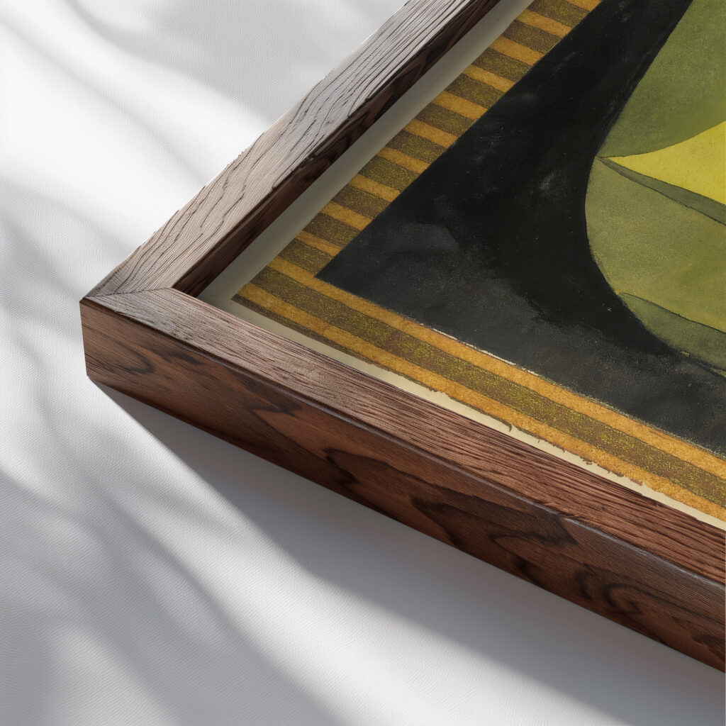 Portrait Of A Violet Eyed Woman 1921 Paul Klee close up dark wood mockup