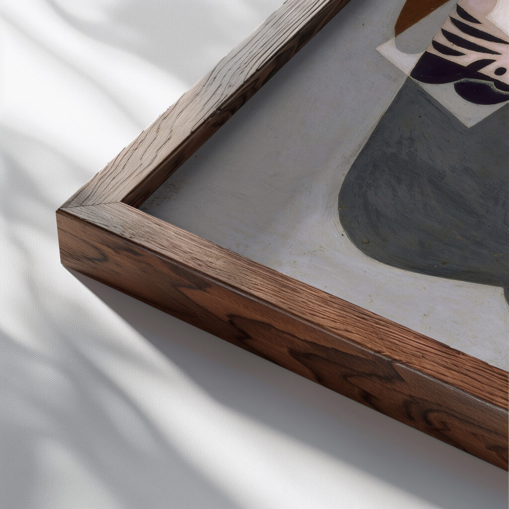 Portrait of Josette Gris 1916 Juan Gris close up dark wood mockup