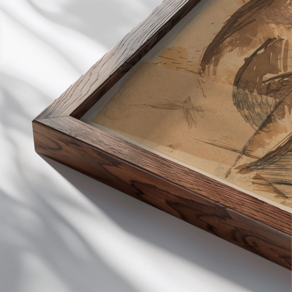 Portrait of Soffici 1914 Carlo Carra close up dark wood mockup