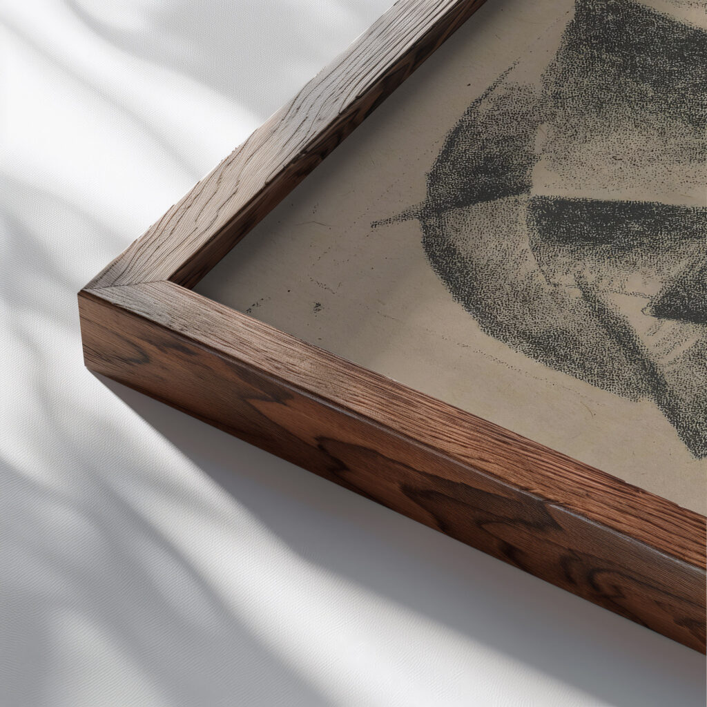 Portrait of a Builder 1913 Kazimir Malevich close up dark wood mockup