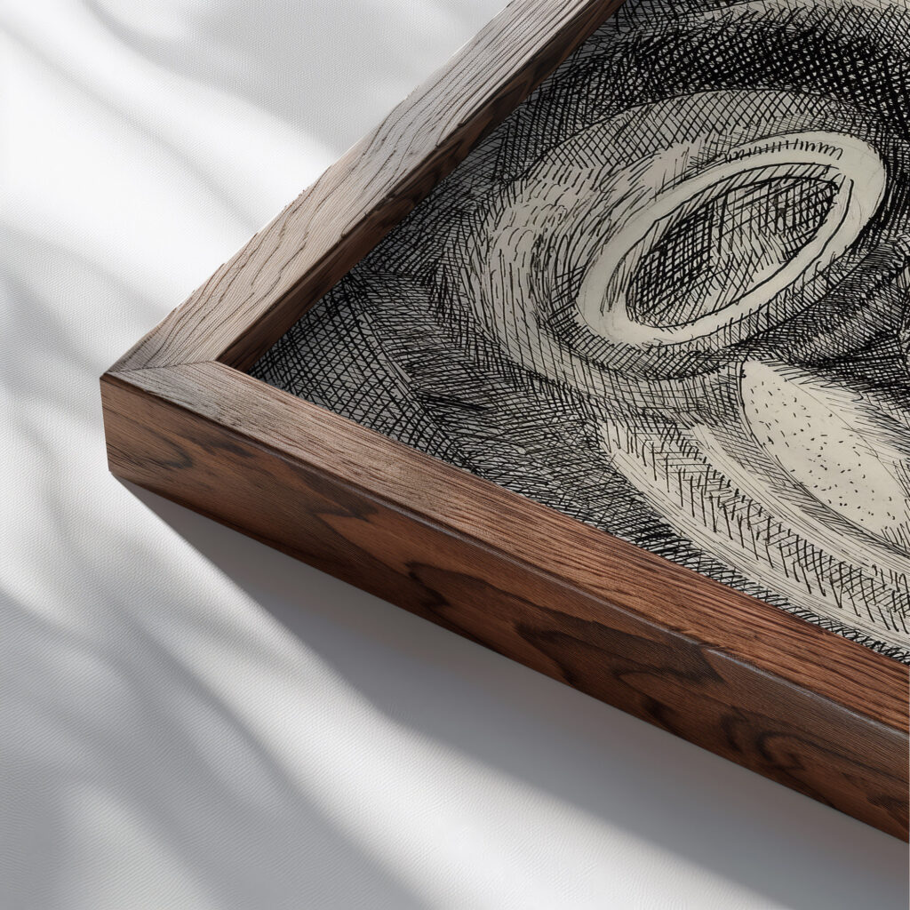 Portuguese Still Life 1915 Robert Delaunay close up dark wood mockup