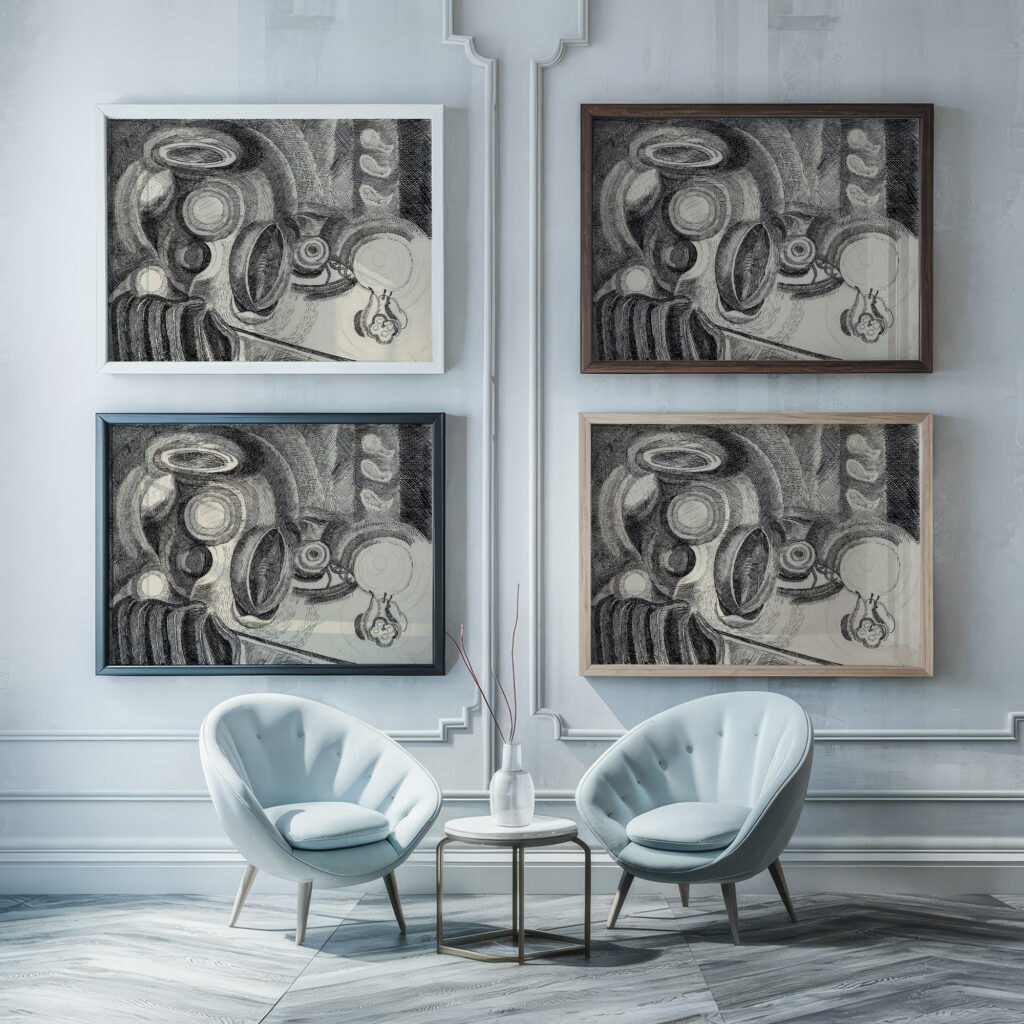 Portuguese Still Life 1915 Robert Delaunay framed posters mockup