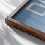 Poster PortraitDove 1924 Charles Demuth close up dark wood mockup