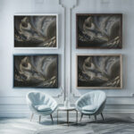 Prehistoric Animal ca. 1930 Hermann Post framed posters mockup