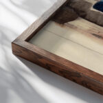 Preliminary Study for ‘Five Figures in Space Roman 1925 Oskar Schlemmer close up dark wood mockup