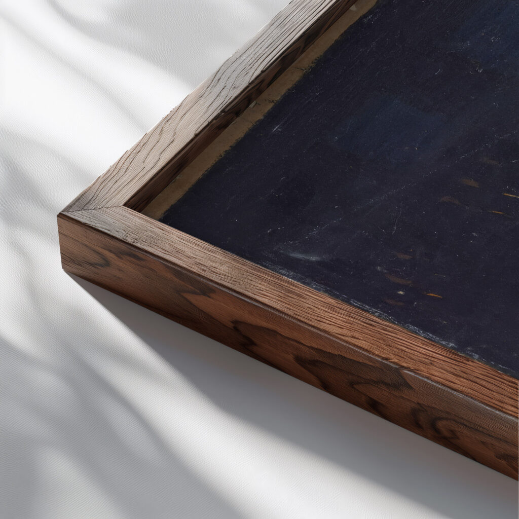 Preparation. Overall Composition II Otto Meyer Amden close up dark wood mockup