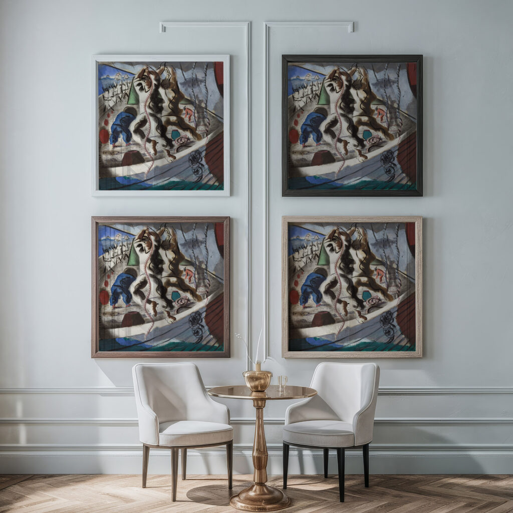 Preparatory drawing for ‘Discovery of the Land 1941 Candido Portinari framed posters mockup