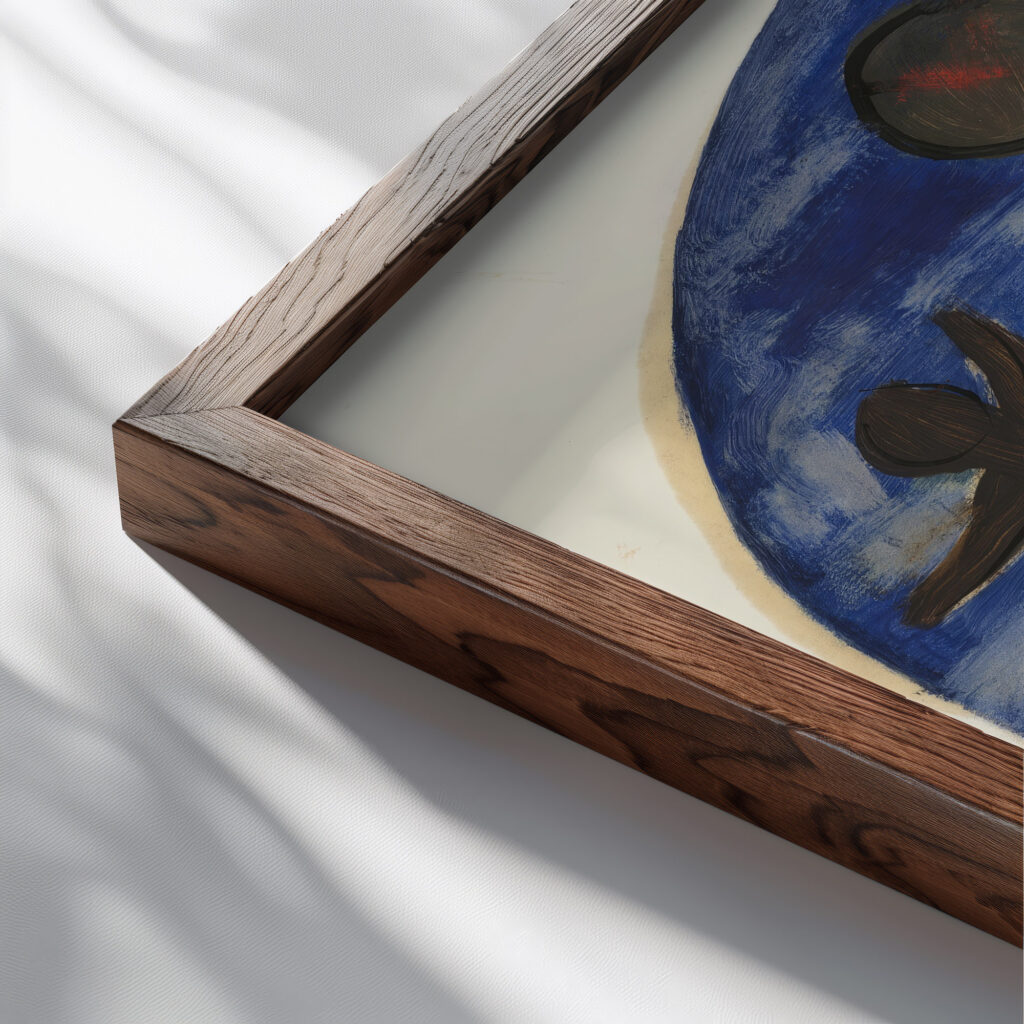 Preparatory drawing for ‘Mining for Gold 1941 Candido Portinari close up dark wood mockup