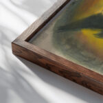 Princess Abducted by a Monster with a Peacock Tail Jan Novak close up dark wood mockup