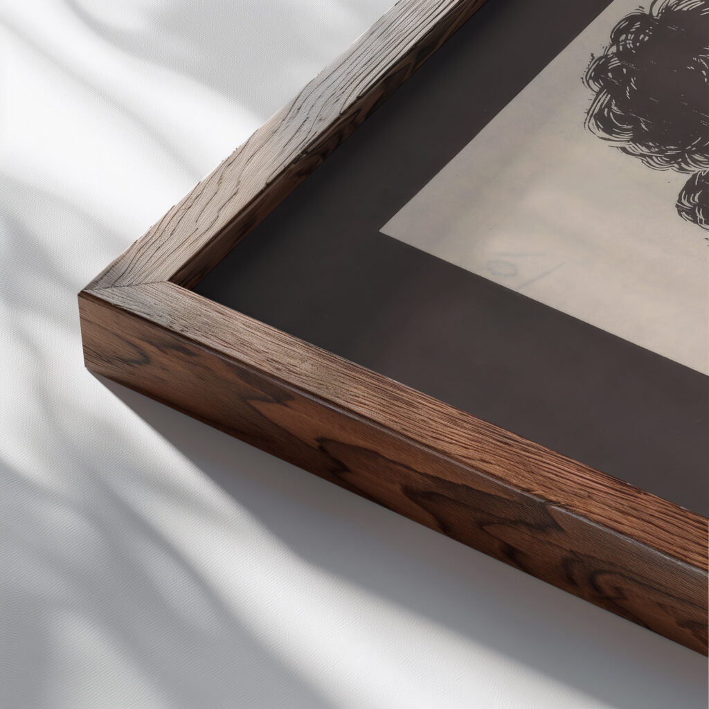 Print fair 1962 Unknown close up dark wood mockup