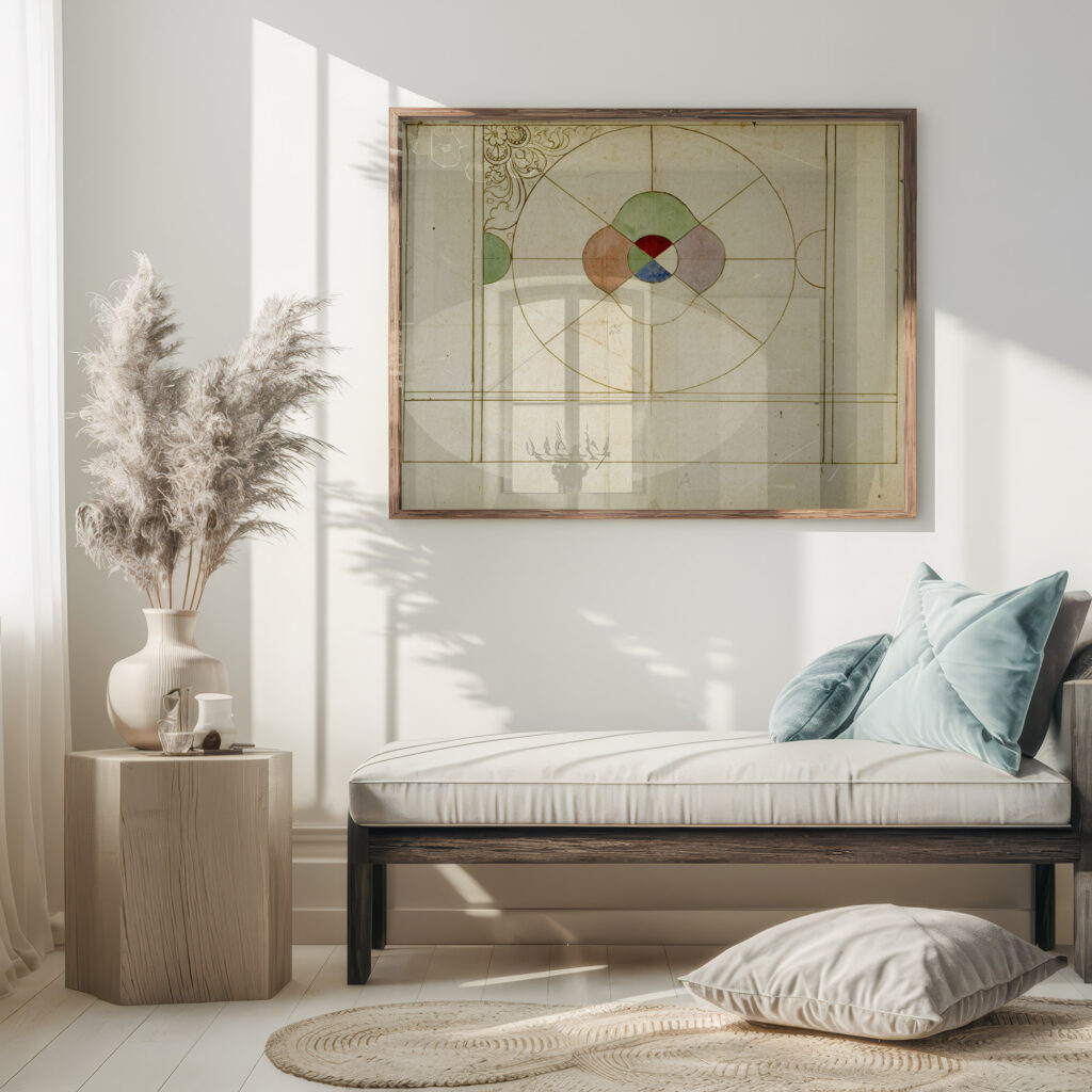 Projet de panneau de vitrail a decor abstrait Prosper Lafaye 5 mockup
