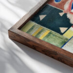 Promontory Head Indigo Seas of Ossian Rose Orange circa 1915 Amadeo de Souza Cardoso close up dark wood mockup