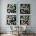 Promontory Head Indigo Seas of Ossian Rose Orange circa 1915 Amadeo de Souza Cardoso framed posters mockup