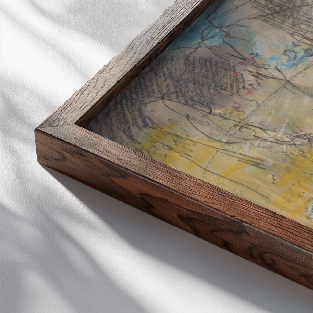 Pronkende pauw en twee kalkoenen 1873 1917 Theo van Hoytema close up dark wood mockup