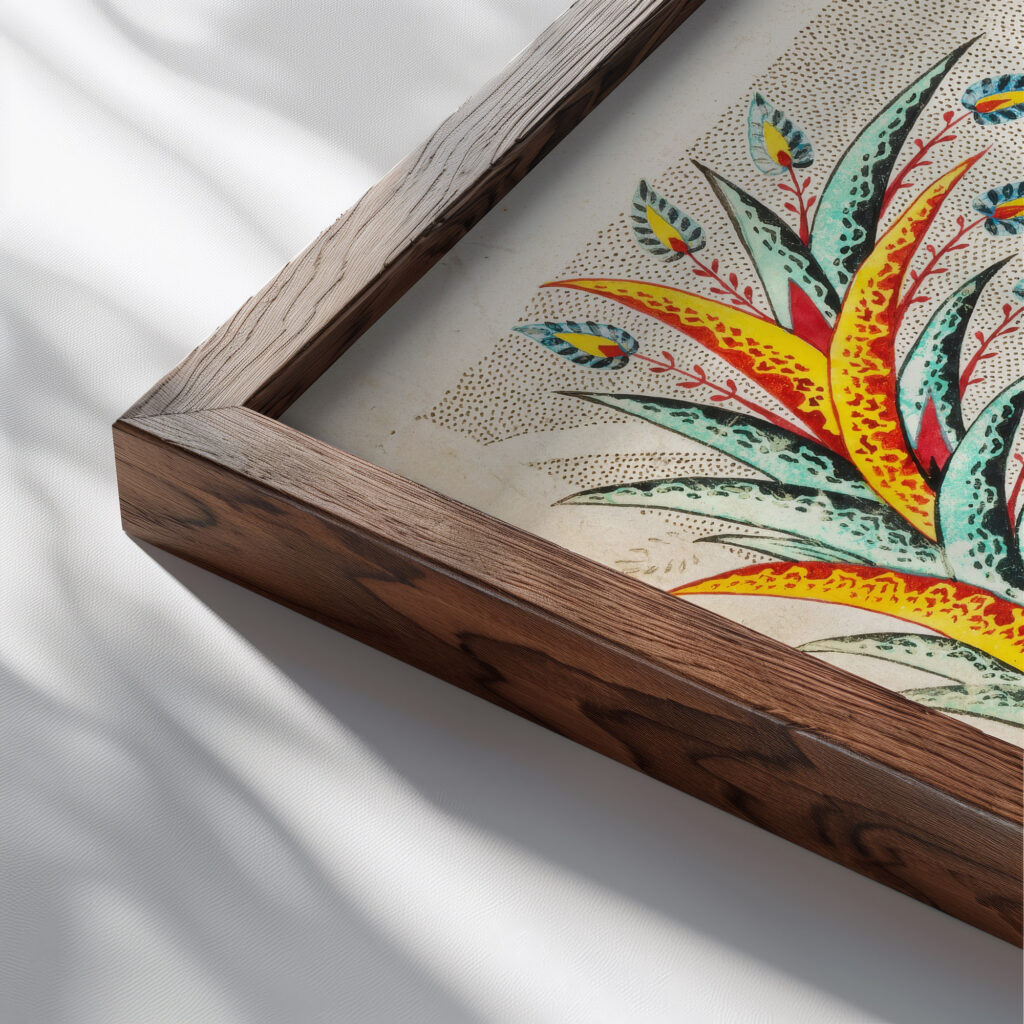 Proof of Design for a Printed Textile 1800–1820 Unknown close up dark wood mockup